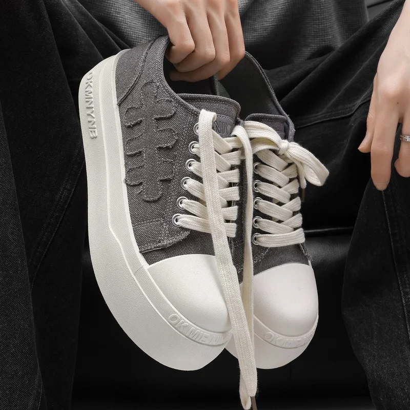 

Thick Sole Designer Shoes Autumn Canvas Sneakers for Man Fashion Youth Tide Male Casual Shoe Comfort Outdoor Anti Slip Footwear