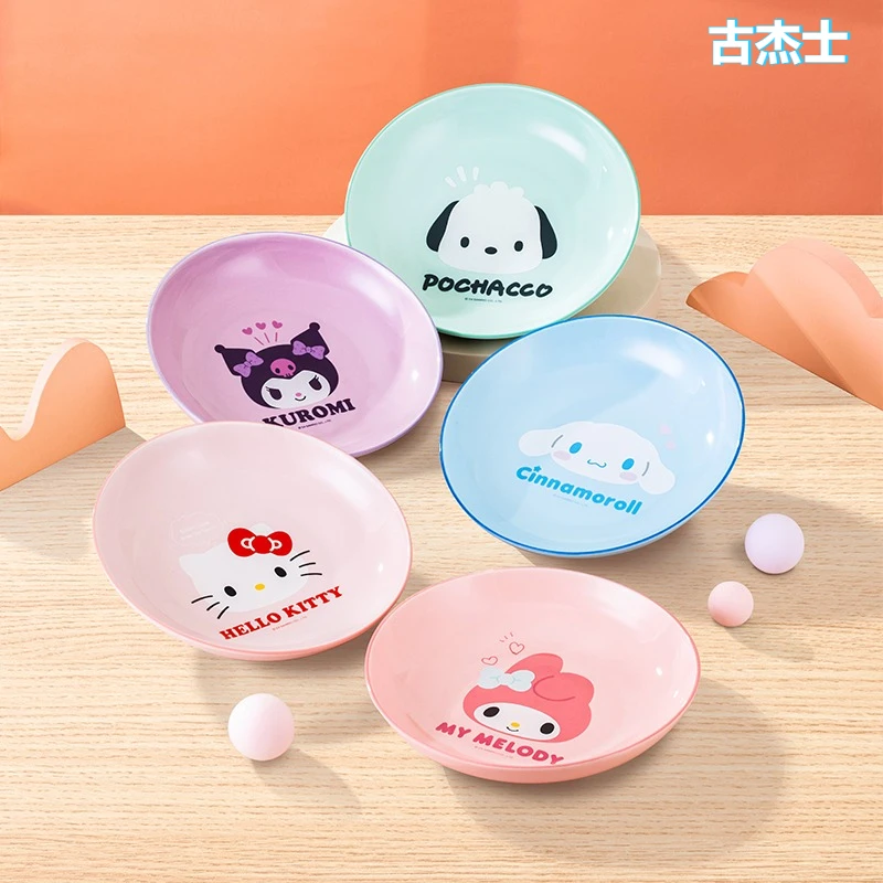 For Sanrio Anime Ceramic Plates Cinnamoroll Kuromi Cute Pattern Home Children Dinner Plate Kitchen Tableware Dessert Fruits Dish