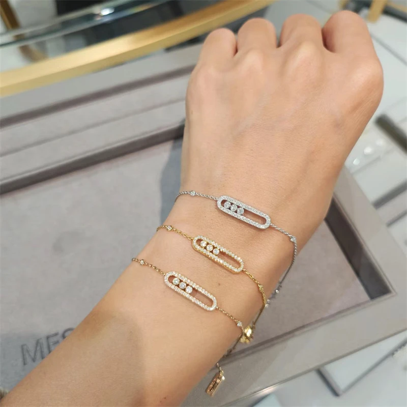 Fashion Crystal Geometric Jewelry Bracelet Women European and American Personalized Stainless Steel Bracelet Anniversary Gift