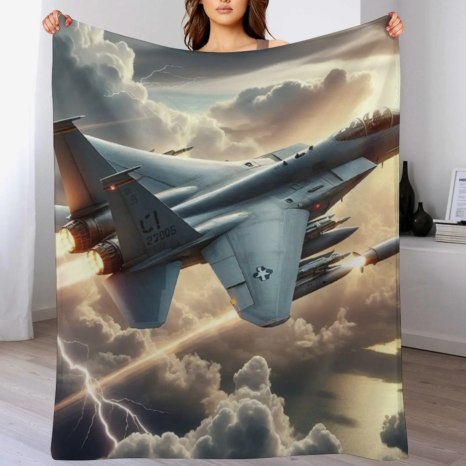

F-15 Eagle Throw Blanket Modern Design Soft Blanket for Home Decor