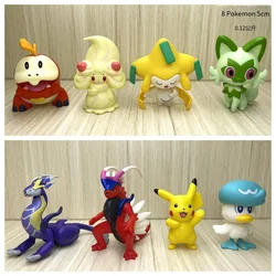 8Pcs/Set Pokemon Pikachu Violet Scarlet Sprigatito Fuecoco Quaxly Koraidon Miraidon PVC Model Toys for Children Gift Decoration