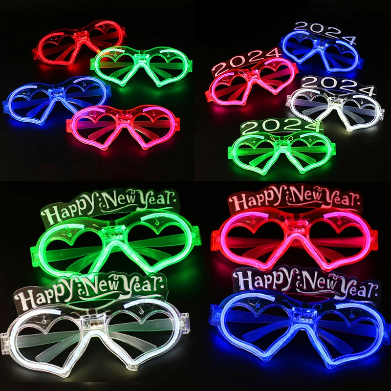 

New 20/50/100Pcs LED Glasses Light Up Sunglasses Heart Shaped Glow In The Dark Neon for Kids Adults Party Favor Wholesale