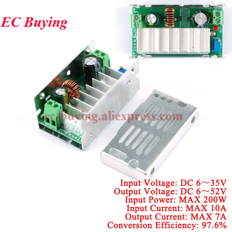 200W DC-DC Boost Converter 6-35V to 6-55V 10A 7A Step Up Convert Voltage Charger Power Suppy Module with Shell upconverter