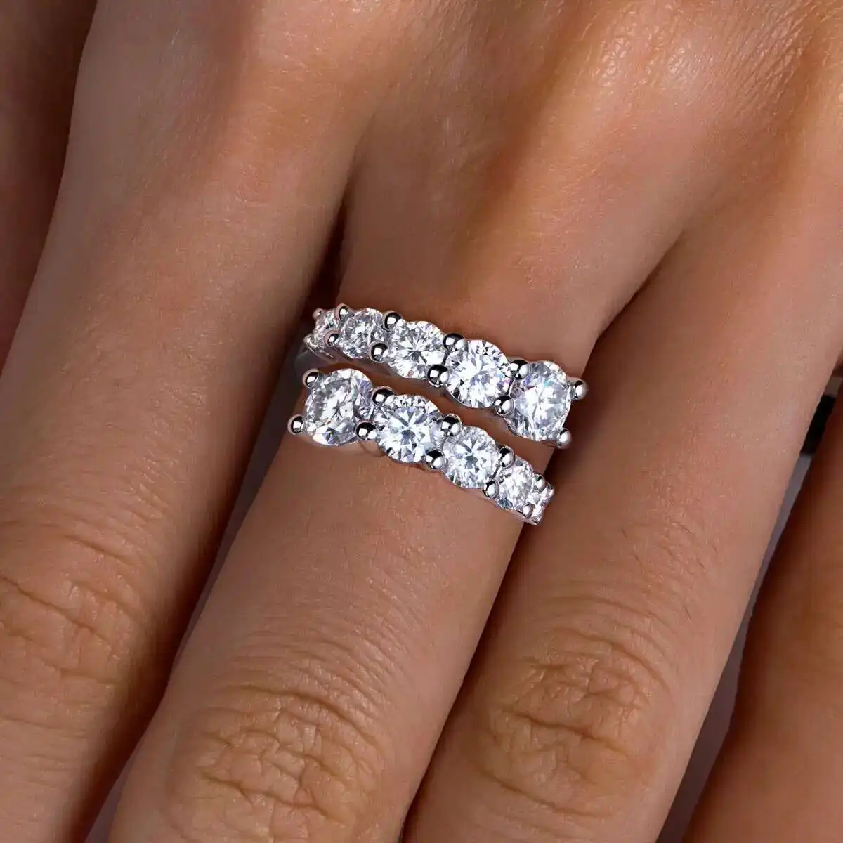 JoiasHome Edelsteine Vollmoissanit-Ringe für Damen Funkelnder Makelloser Diamant-Ehering S925 Sterling Silber Schmuck – Detail 3
