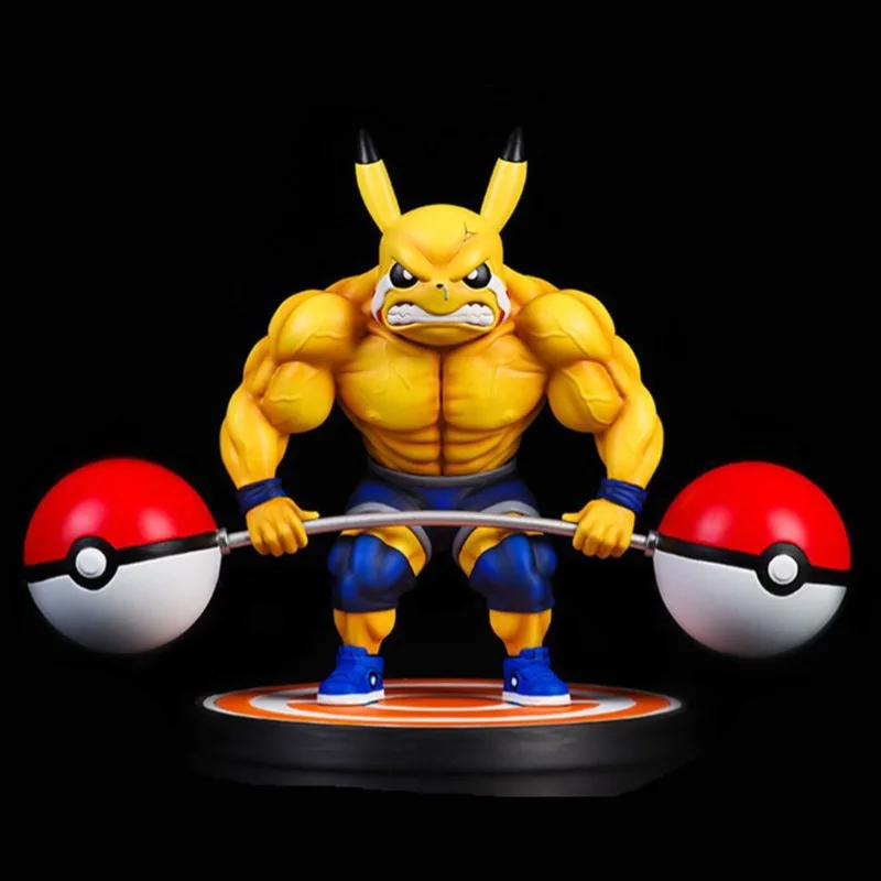 14 centimetri Pokemon Buff Pikachu Figura Muscolare Pokedex Statua PVC Divertente Anime Desktop Da Collezione Modello Regali Di Compleanno Giocattoli Per Bambini