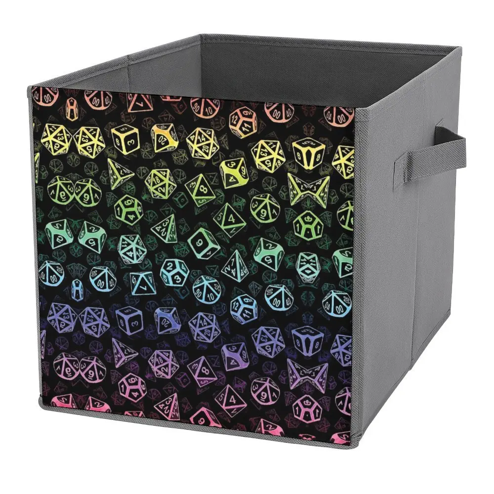 Storage Tank D20 Dice Set Pattern (Rainbow) Spiral Notebook Fo Dust Proof Cute Folding Storage Box Handle on Both Sides Can Be F