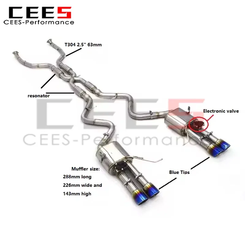 

Выхлопная труба CEES Valvetronic для BMW M3 E90/E92/E93 4.0L 2008-2013 SS304 нержавеющая сталь, гоночная выхлопная система Catback