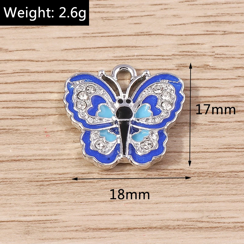 10pcs Elegant Crystal Flying Butterfly Charms Pendants for Jewelry Making Women Fashion Drop Earrings Necklace DIY Craft Supply