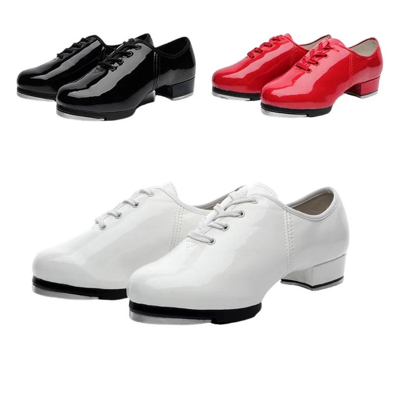 Zapatos de baile Tap para hombres, mujeres, niños, modelos de adultos, zapatos de baile de suela suave con cordones