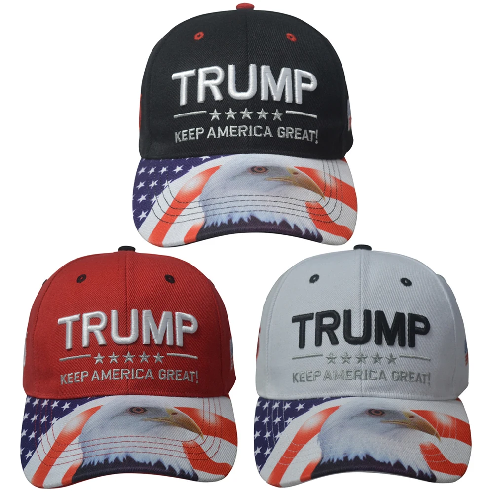 Trump Baseball Cap Duck Tongue Hat Adjustable 3D Embroidery Hat Keep America Great with Eagle Pattern for Outdoor Sports