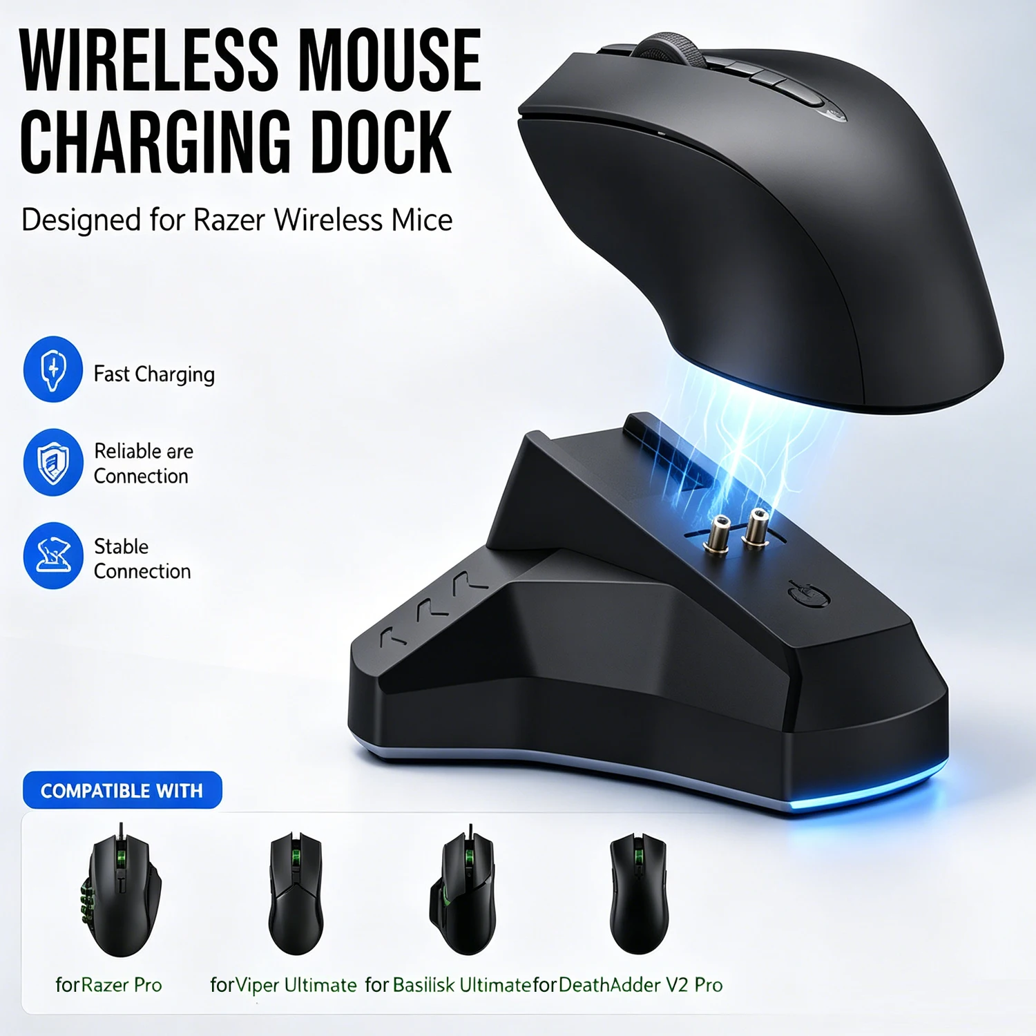

Mouse Dock Charger for Razer Naga Pro / Viper Ultimate / Basilisk Ultimate / Mice DeathAdder V2 Pro Wireless Mouse Charging Dock