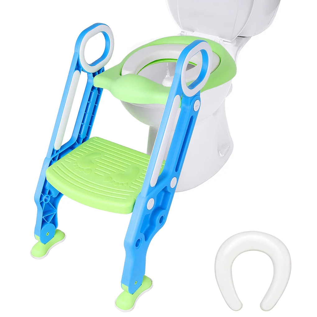 Baby Toddler Potty Toilet Trainer Safety Seat Chair Step with Adjustable Ladder Infant Toilet Training Non-slip Folding Seat