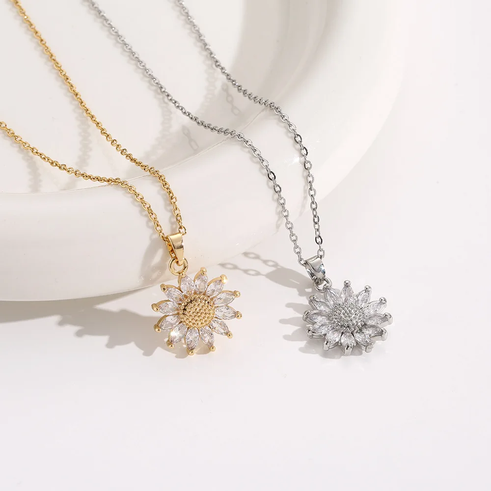 Sunflower Pendant Necklace,Women Chic Daily Wear Jewelry,Perfect Birthday Holiday Gift for Ladies,Bestie & Female Beloved