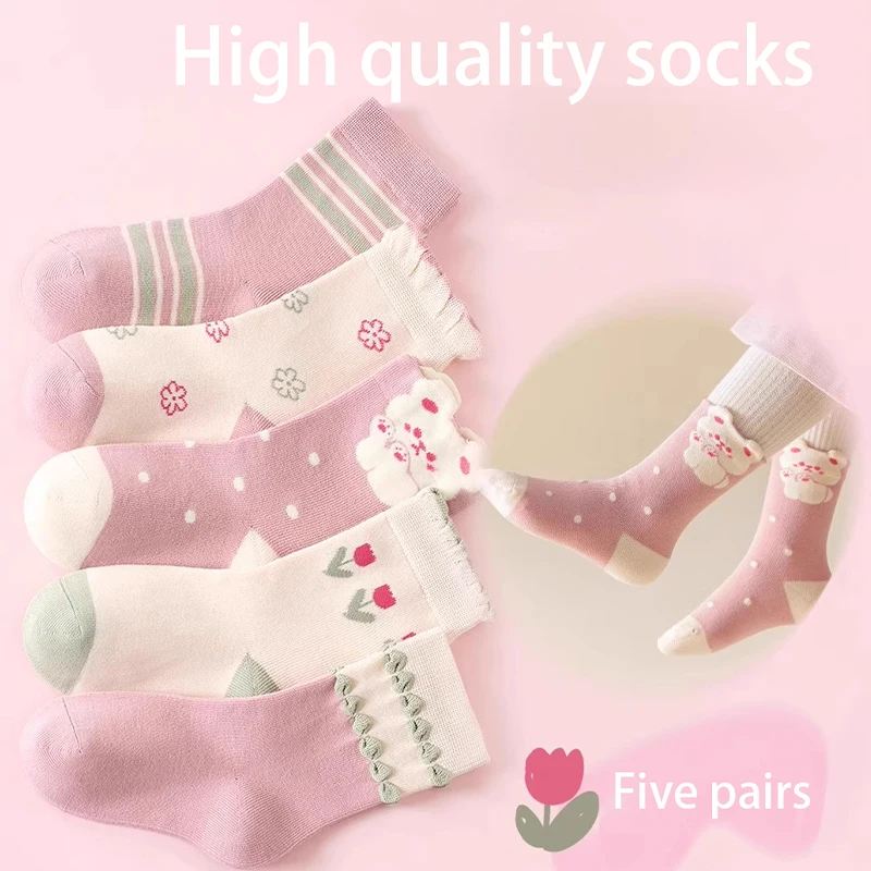 

5Pairs 1-14 Years Children's Warm Mid-tube Socks Rabbit Annie Soft And Delicate Anti-Pilling High Elasticity Wholesale To Resell