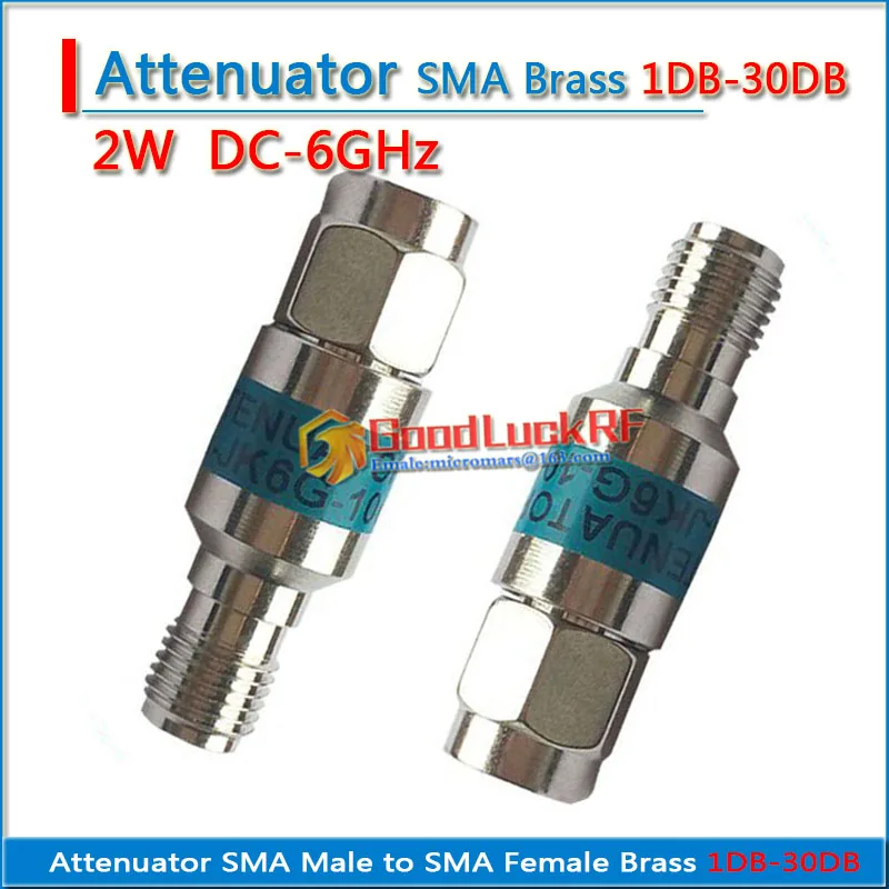 SMA attenuator 0-6G DC-6GHz SMA Male to SMA Female stainless steel Straight RF attenuator 1/2/3/5/6/10/15/20/25/30DB 2W test