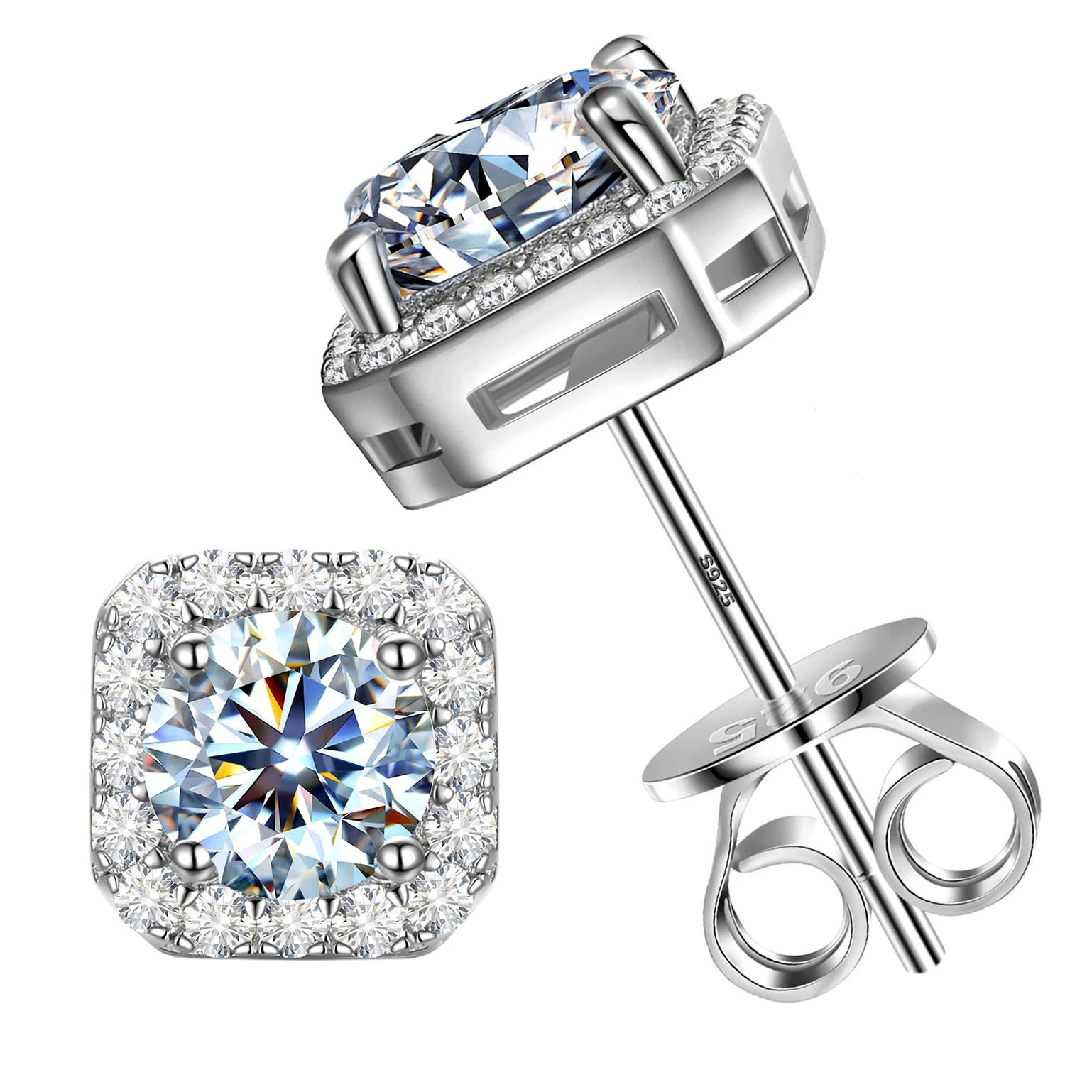 

Luomansi Super Flash Earrings 1CT Moissanite Passed the Diamond Test 100% S925 Sterling Silver Women High Jewelry