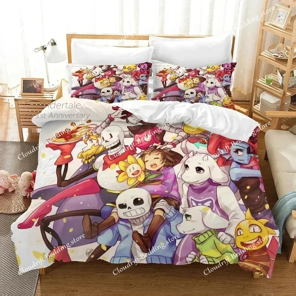 

3D Undertale Game Frisk Sans Papyrus Bedding Set Boys Girls Twin Queen Size Duvet Cover Pillowcase Bed Kids Adult Quilt Cover