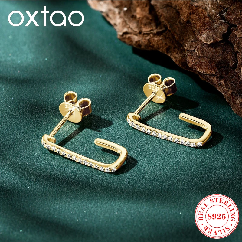 

OXTAO оригинальные круглые серьги с муассанитом и бриллиантами 1 мм, серебро 925 пробы для женщин, скрепки, открытые серьги-кольца, ювелирные изделия, подарок на годовщину