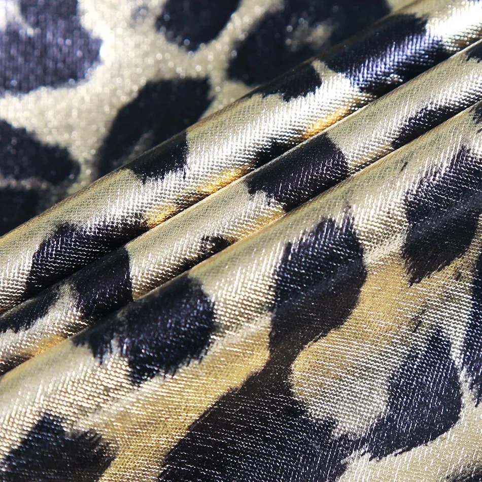 Mallas de leopardo doradas para mujer, Leggings de cintura media, elásticos, brillantes, hasta el tobillo, informales, a la moda