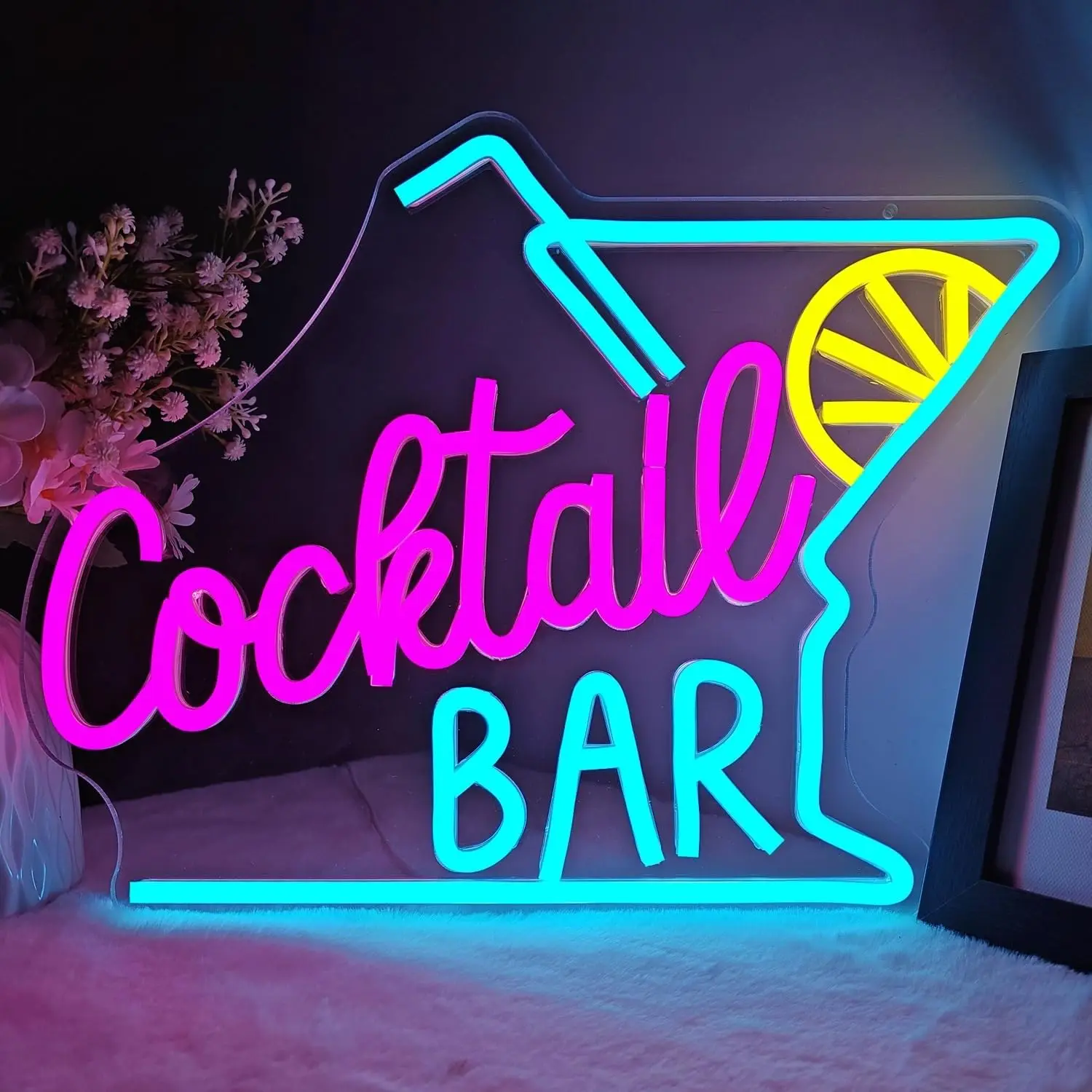 

Cocktails Bar Neon Sign LED Dimmable USB Powered Wall Decor for Pub, Lounge, Party Club, Home Game Room & Man Cave Retro Style