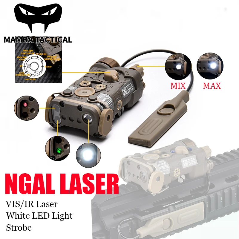 

New Tactical NGAL Laser Aiming VIS IR Infrared Laser White LED Strobe Light Rifle Red Dot Hunting Sight Nylon Plastic indicator