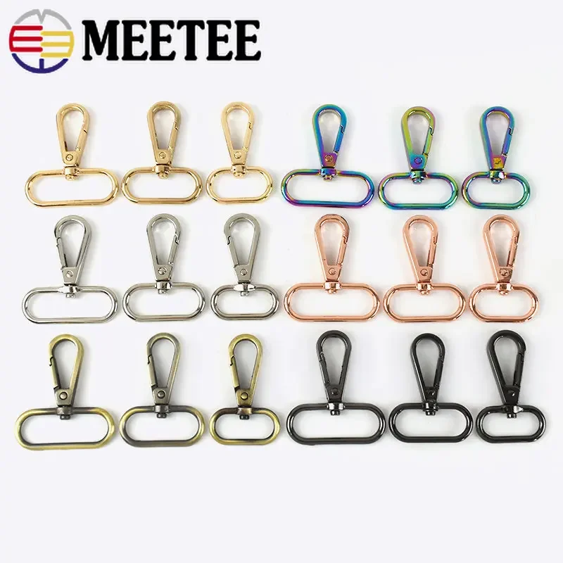 Meetee 5/10Pcs Metal Dog Collar Clasps 16/20/25/32/38mm Bag Strap Connector Hook Buckles Carbiner Snap DIY Hardware Accessories