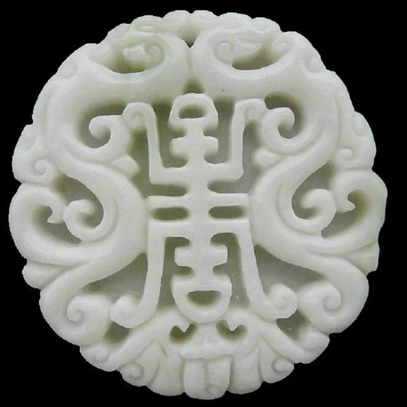 Factory Direct Sales Lantian Jade Double Dragon Birthday Celebration Jade Pendant Jade Pendant DIY Waist Pendant Men's and Women