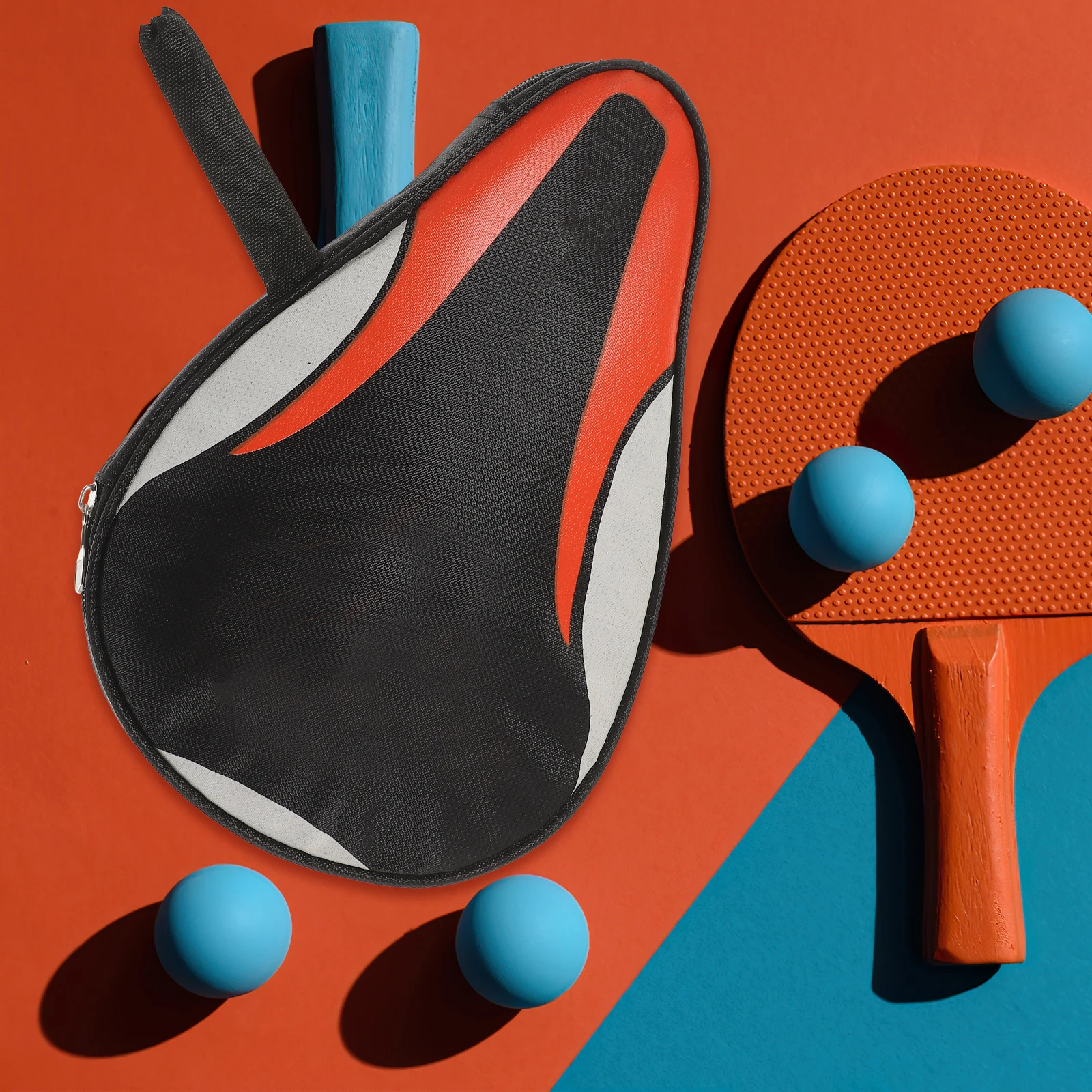 

Table Tennis Racket Case Bat Bag Pong Waterproof Zipper Pouch Ball Storage Oxford Fabric Durable Portable Hand Grip Design