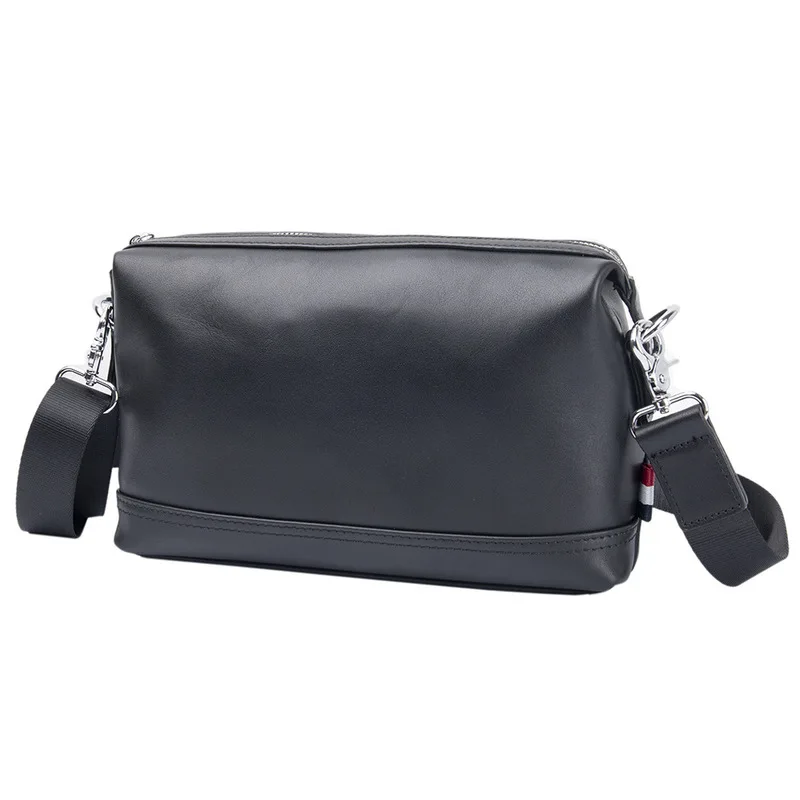 New Leather men's cross-body small cross-stitch shoulder bag, top layer of cowhide, business casual, portable, cross-body bag