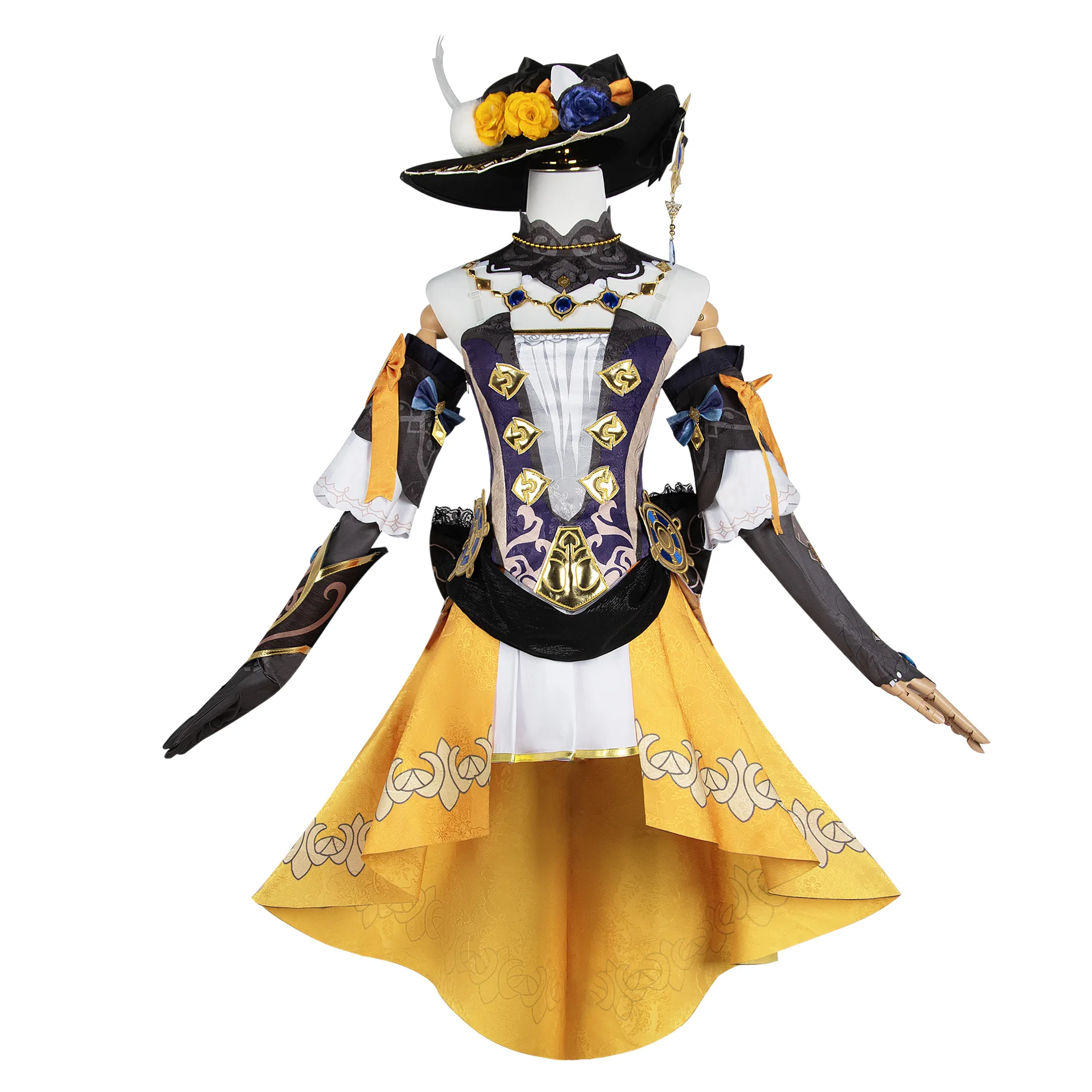 Game Navia Cosplay Costume para Mulher, Vestido Genshin Impact, Chapéu, Sapatos, Peruca, Conjunto completo, Prop de Animação, Interpretação, Quadrinhos, Uniforme