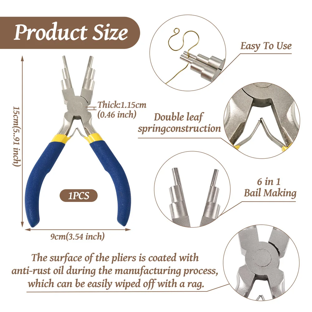 1pcs Carbon Steel 6-in-1 Bail Round Pliers Tools 2rolls 0.8mm Copper Jewelry Wire For Beading Jewelry Making DIY Supplies