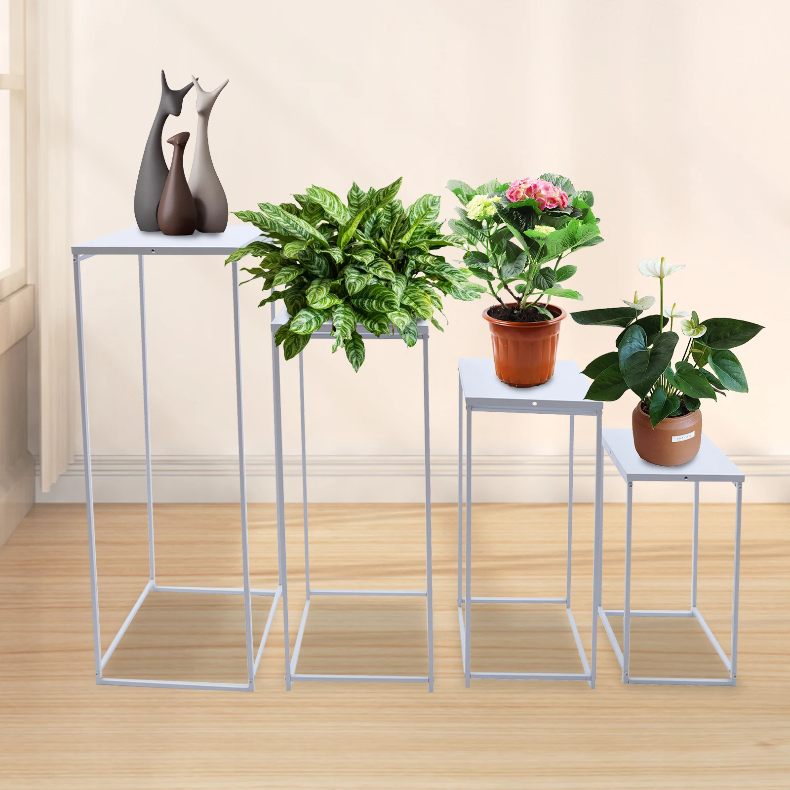 Metal Flower Stand Set Elegantly Column Cube Shape Backgrand Metal Floor Stand Garden Wedding Ceremony Home Party Decorations