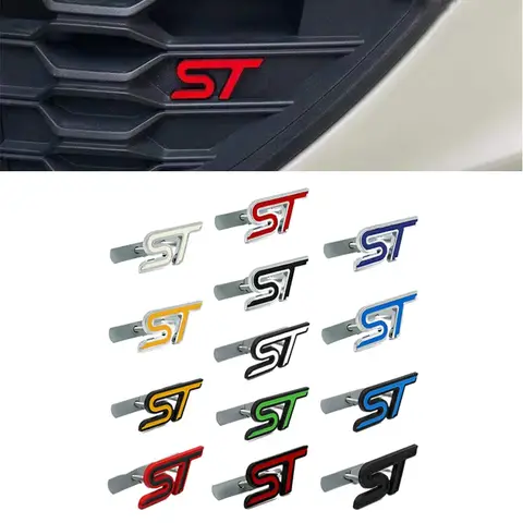 3D 금속 ST 전면 그릴 엠블럼 배지 포드 포커스 Mondeo Fiesta Edge Escort MK2 MK3 MK4 MK5 MK7 용 자동차 뒷 트렁크 자동 스티커
