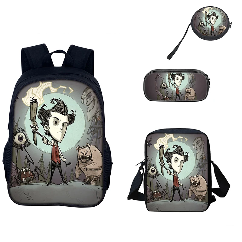 Game Don't Starve 3Pcs set Backpack with Shoulder Bags Pencil Bag Student Bookbag Cartoon School Bags for Boys Girls Best Gift