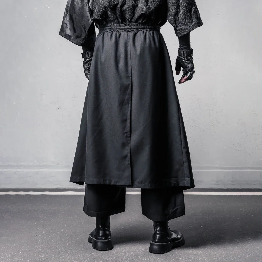 Y2k Ribbon Dark Layered Skirt Pants Genderless Streetwear Harajuku Nightclub Fashion Youth Niche Wide Leg Pants Unisex 2026 New