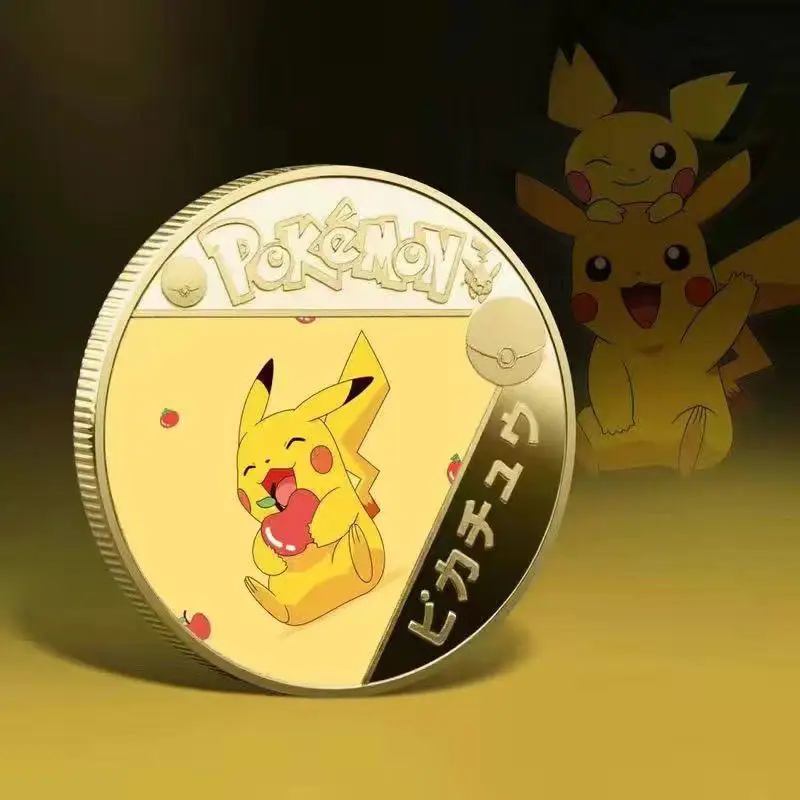 40mm Pokemon Anime Pikachu Medaillon Gedenk metall neues Handwerk Kawaii Gold Gedenk geschenkset Geburtstags geschenk die Münze