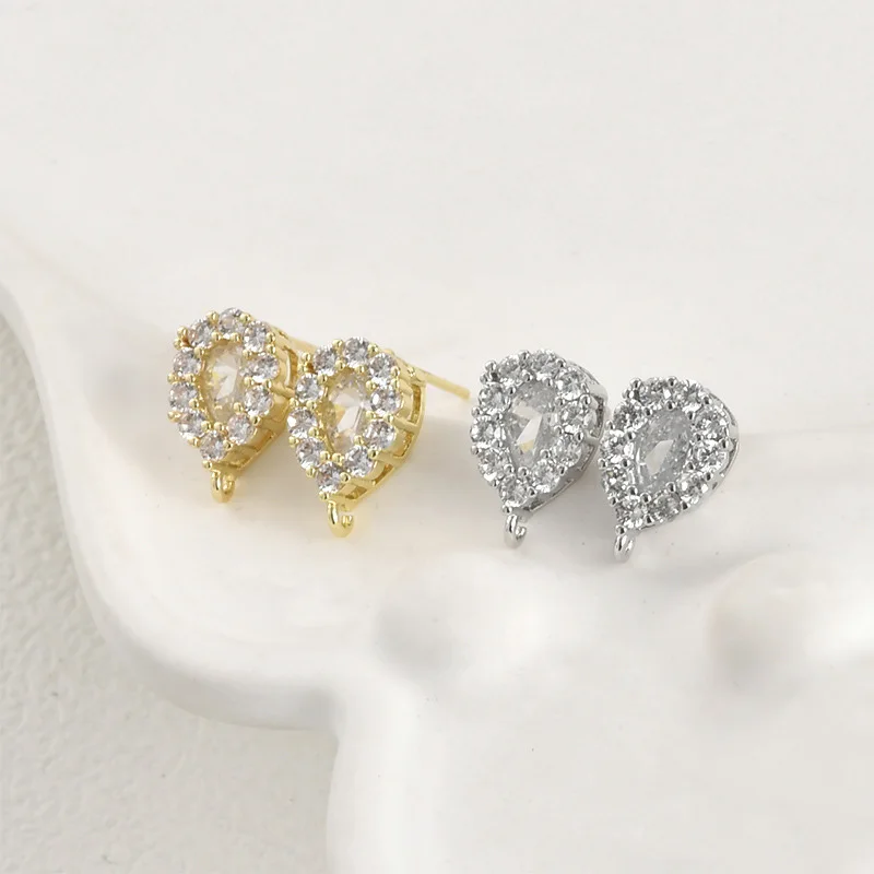 

6 пар 14x9 мм DIY ювелирные аксессуары капля CZ циркониевая основа для сережек с петлей для женщин висит на изготовлении сережек