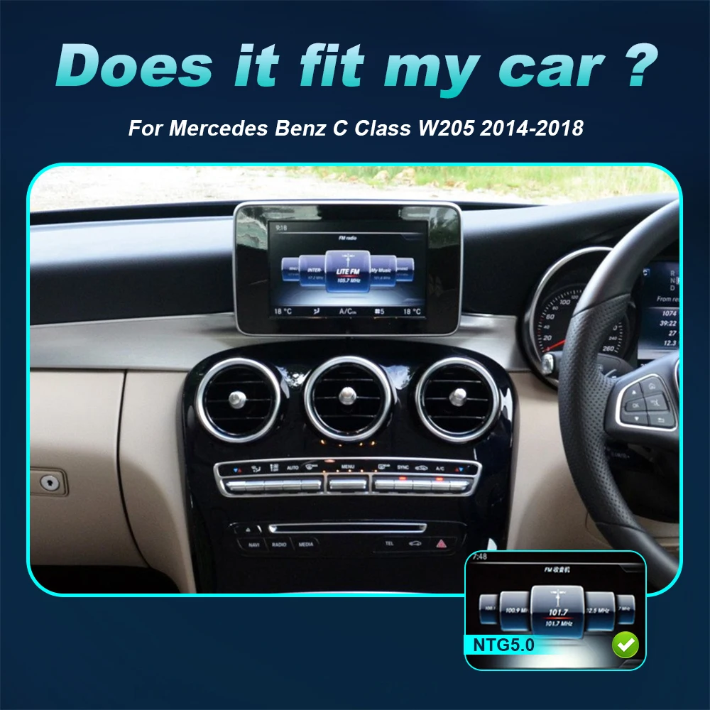 For Mercedes Benz C Class W205 2014 -2018 NTG 5 . 0 5  Android 12 Wireless CarPlay Car Auto Multimedia Navigation GPS SWC DSP 4G