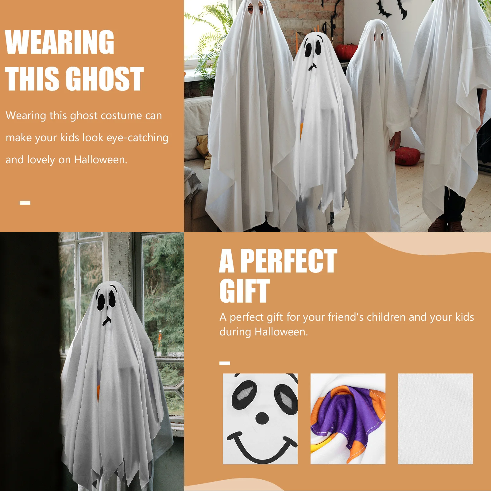 عباءة شبح للأطفال أزياء الهالوين للحفلات التنكرية عباءة لعب الأدوار للأطفال مستلزمات الحفلات التنكرية للهالوين