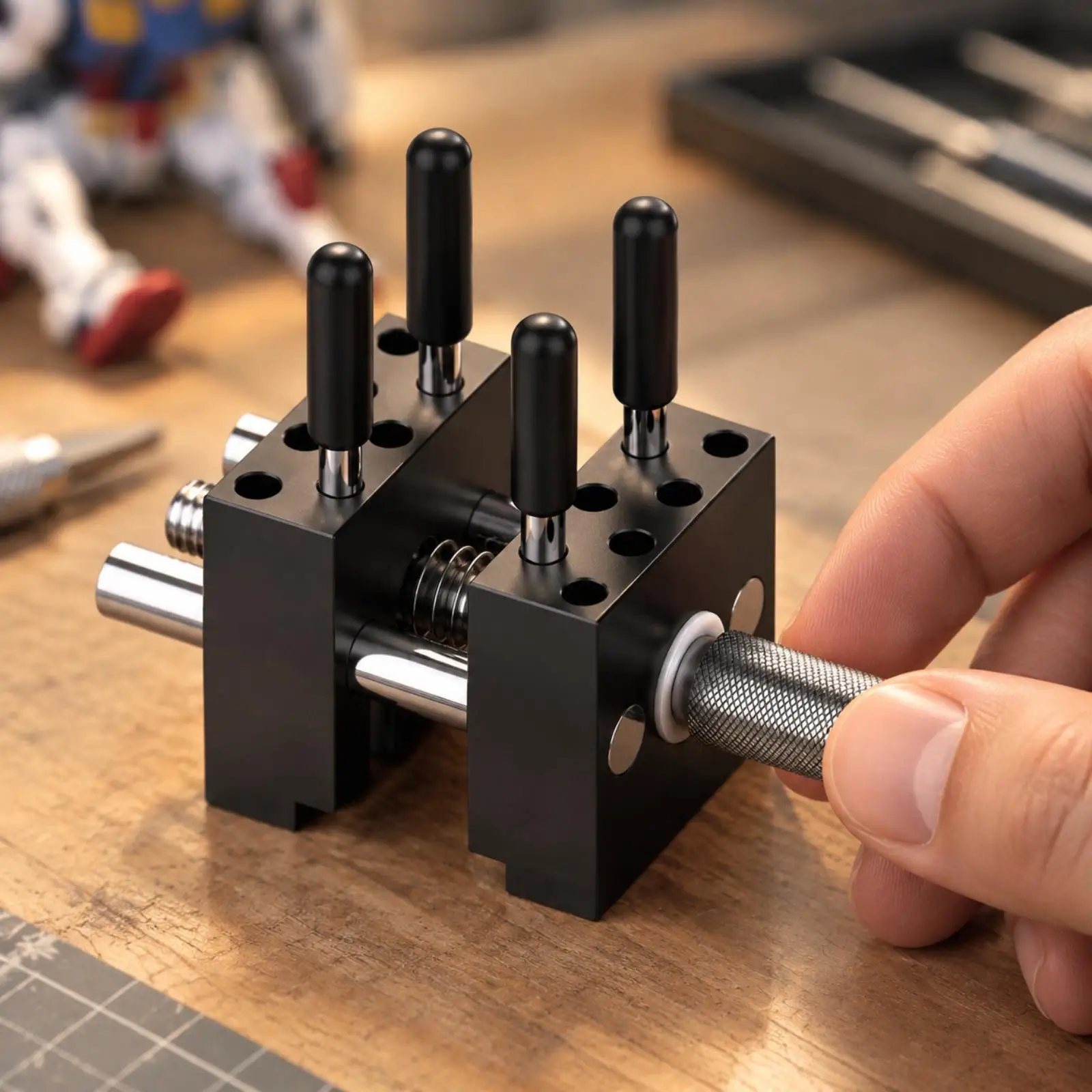 Mini Handheld Bench Vise Portable Clamping Tool Sturdy Metal Build with Knurled Grip Handle for Studio Work and Model Making