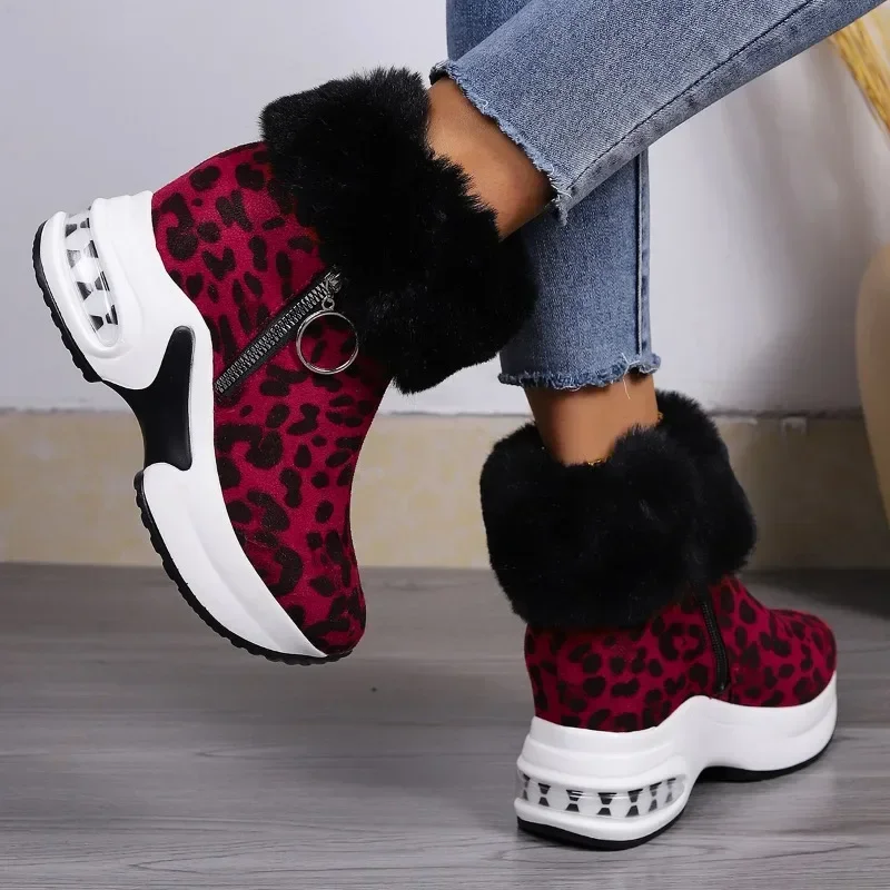 

Winter Non-Slip Snow Boots Women Fashion Faux Fur Plush Platform Ankle Boots Woman Air Cushion Warm Cotton Padded Shoes