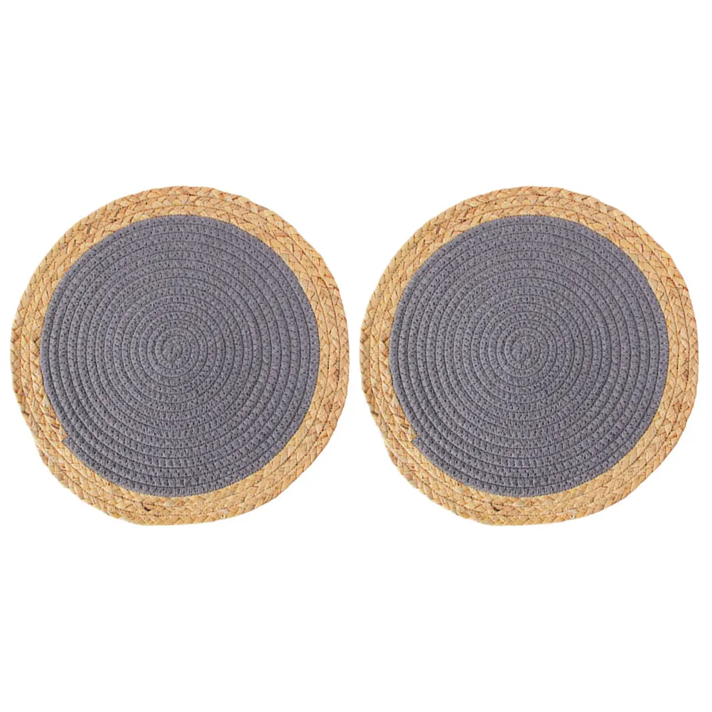 

2 Pcs 30cm Heat resistant Coasters Anti scald Kitchen Woven Straw Placemat Insulation Bowl Mat Cotton Rope Durability