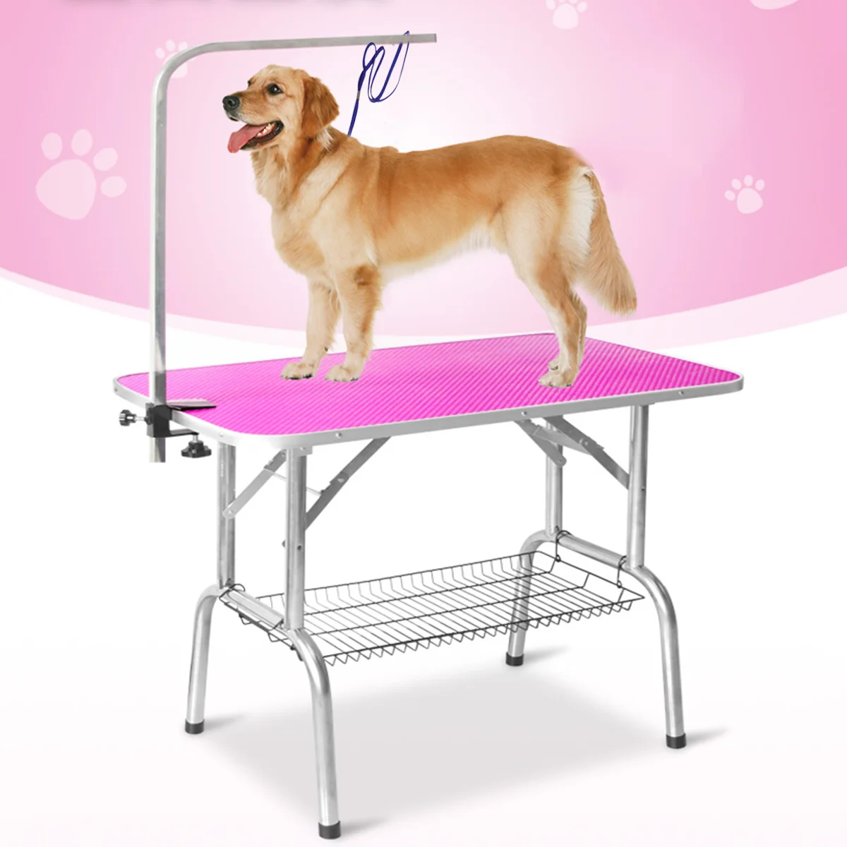 

Adjustable Pet Dog Table Sling Quick-Release Metal Slide Noose Snap For Safe Grooming Training Blue Special