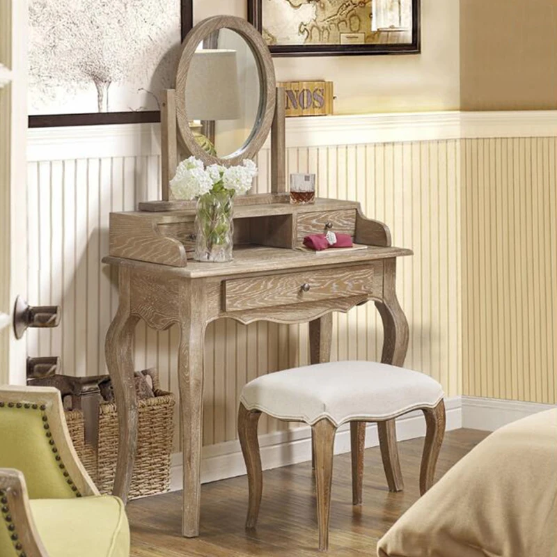 

Large Stool Vanity Table Luxury Makeup Solid Wooden Vanity Table Chest Drawers Penteadeira De Maquiagem Bedroom Furniture