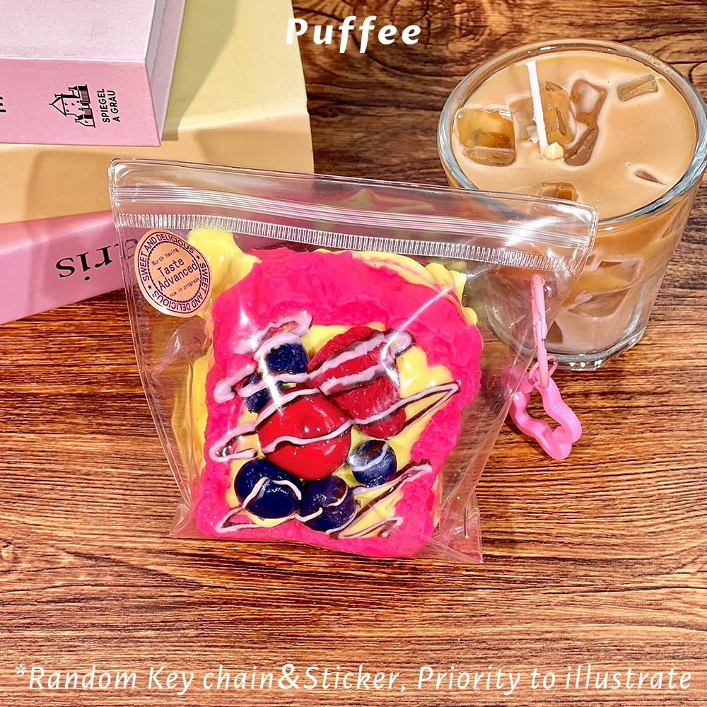 Strawberry Cheese Toast Food-grade Silicone Squishy Toy, Handmade Taba Squishy, Creamy Soft Adhesive Slow Rebound Squeeze Toy