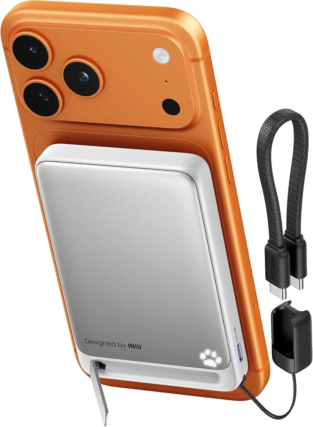 

Магнитный повербанк 45W 10000mAh, сертифицированный Qi2, тонкий портативный зарядник с кабелем USB-C для iPhone