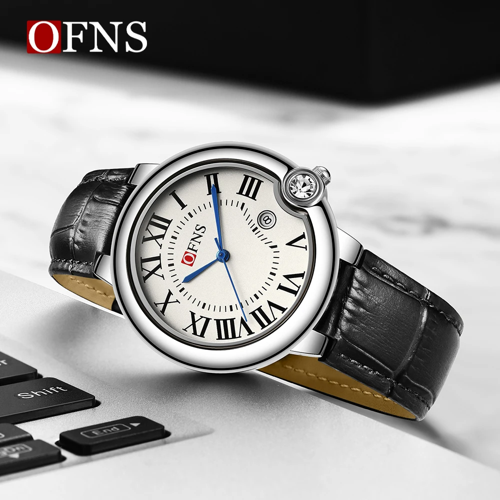 OFNS New 1512 Fashion Couple Quartz Watch Dial Roman Scale Waterproof Calendar Luxury Couple Quartz Watch 2025
