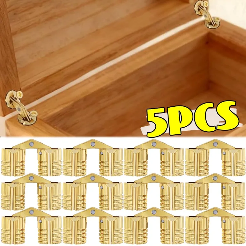 

Brass Barrel Hinges M8 M10 M12 M14 M16 180 Degree Opening Angle Invisible Cabinet Furniture Hinges for Hand DIY Jewelry Boxes