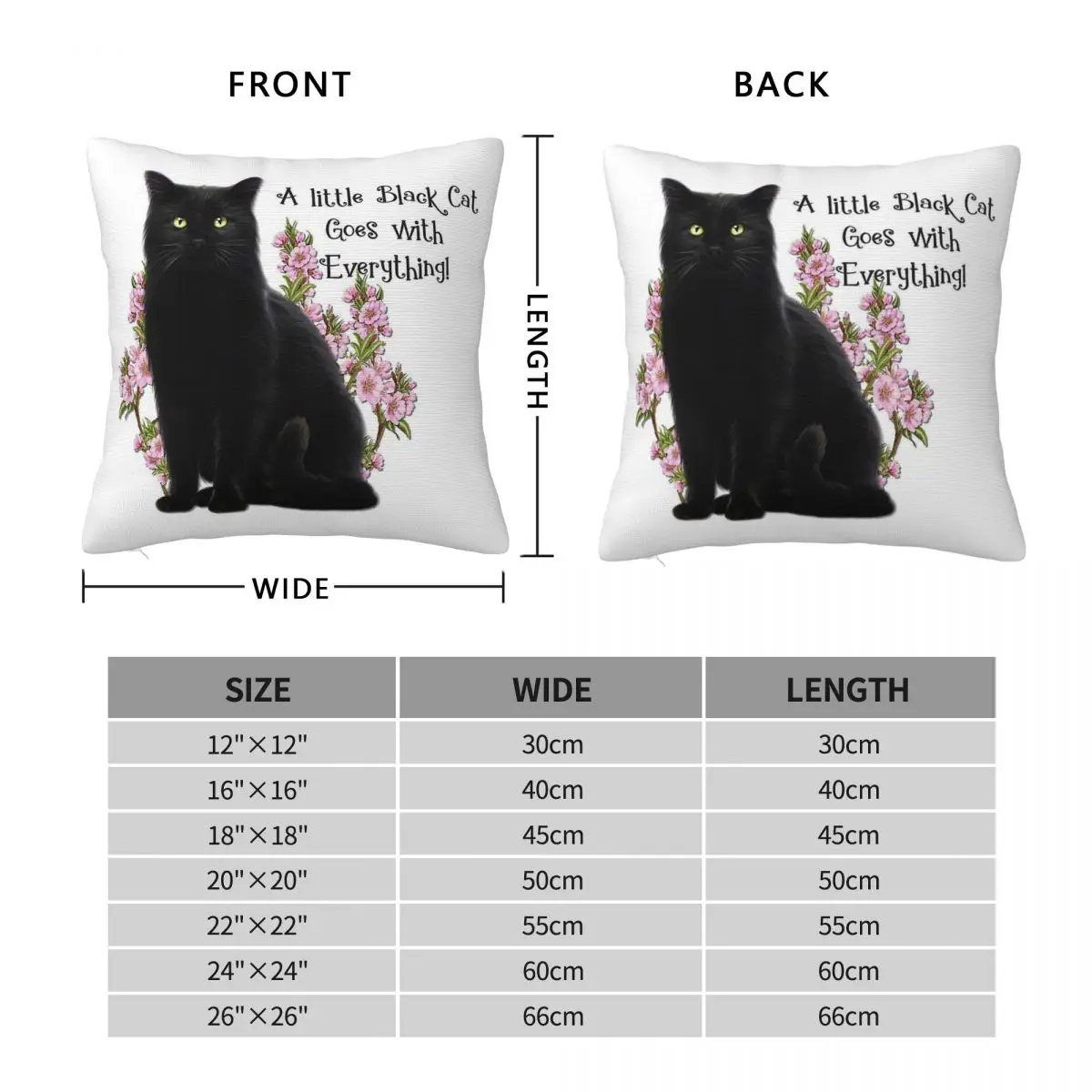 Black Cat Goes With Everything Square Pillowcase Polyester Linen Velvet Creative Zip Decor Sofa Cushion Cover 18