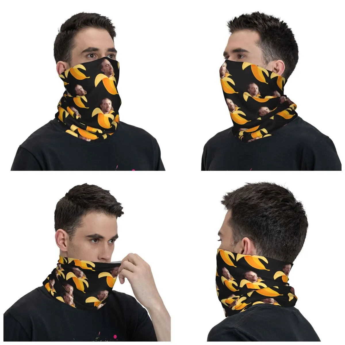 Nicolas Cage In A Banana Bandana Neck Gaiter Printed Actor Wrap Scarf Warm Balaclava Running Unisex Adult Winter